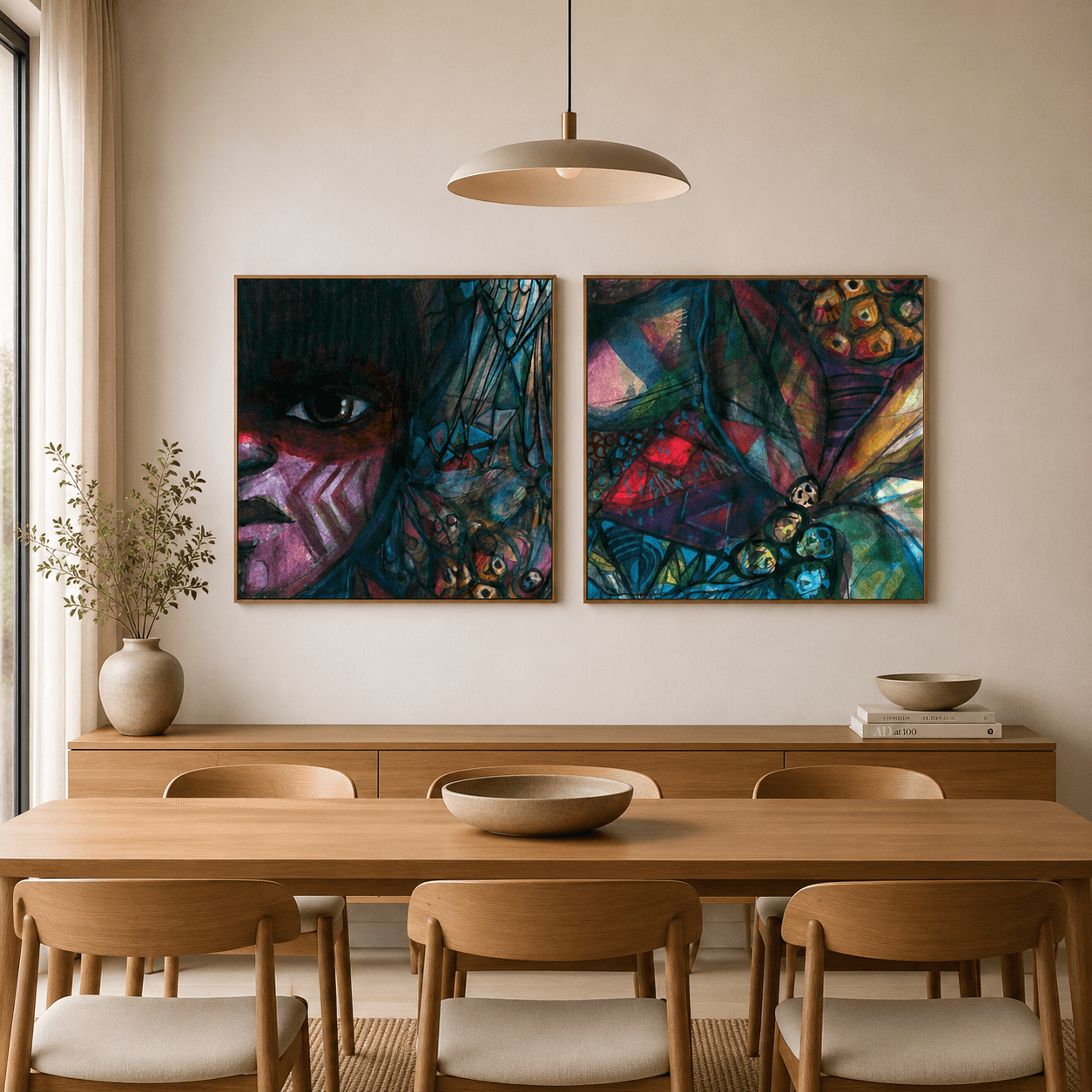 KIT 2 QUADROS DECORATIVOS - OLHAR DE INDIO